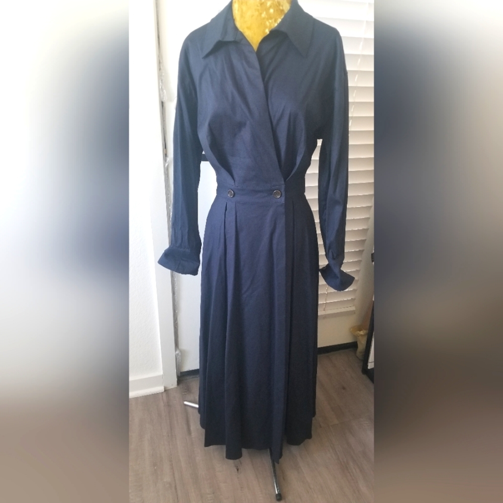 Navy blue long dress with long sleeves size M